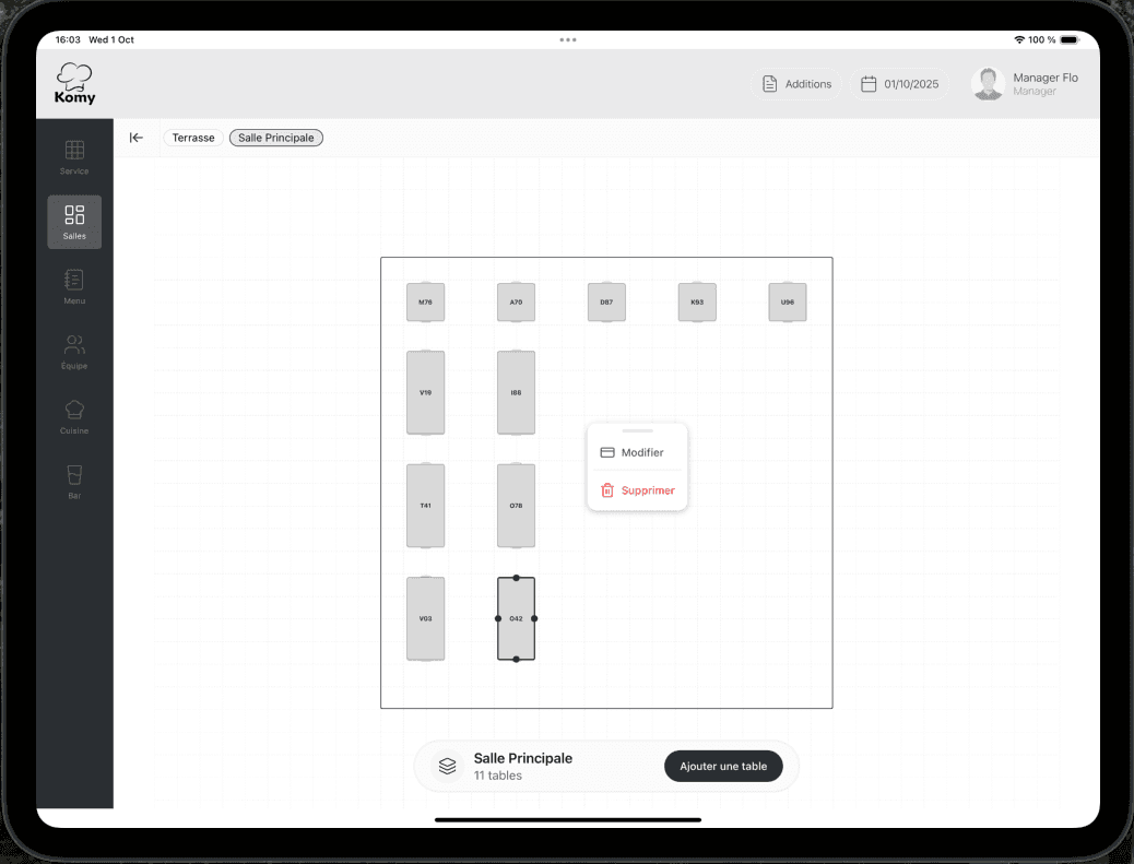 Plan de salle sur mesure